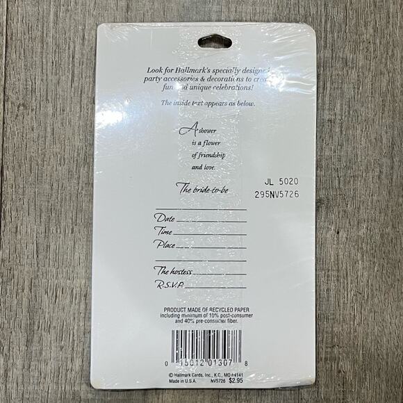 Vintage Hallmark Bridal Shower Invitations Package of 8 Floral Pink New - Picture 2 of 3